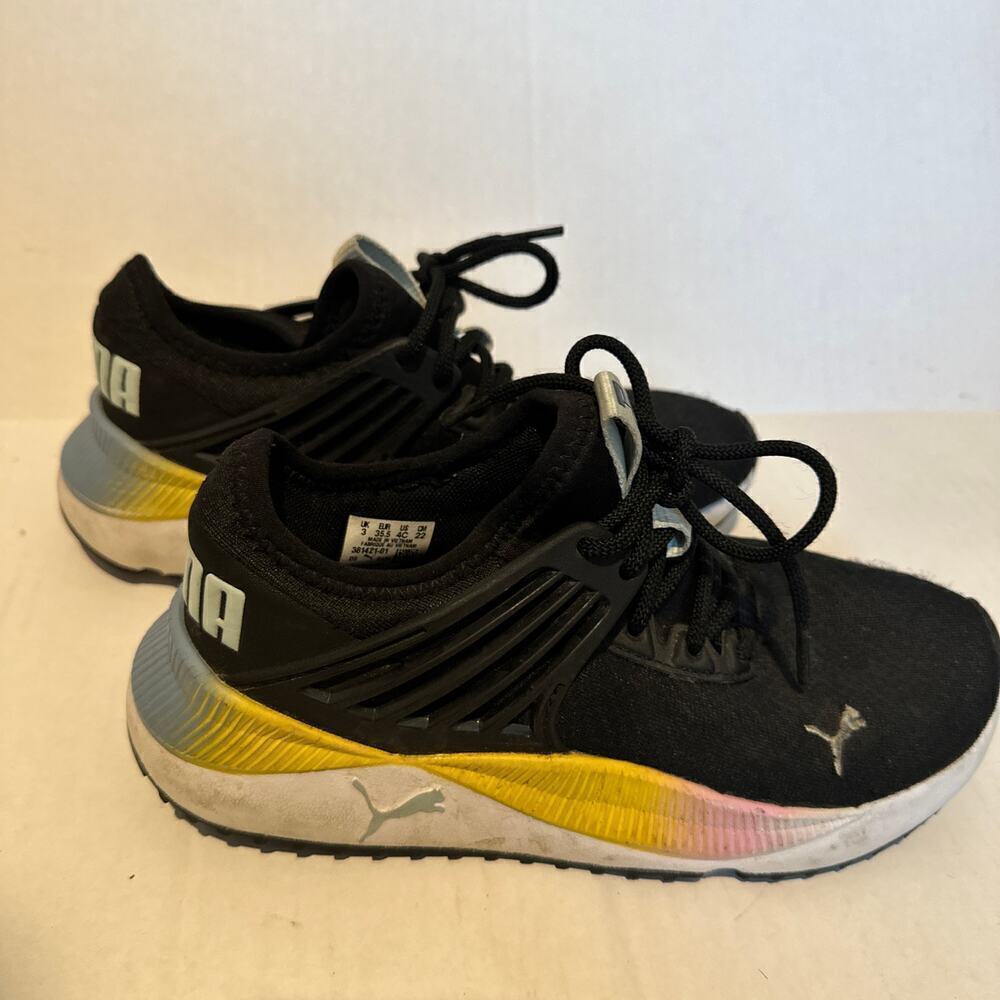 Puma Kids Size 4C Black Green Cantaloupe Pacer Future Allure Sneakers Casual - Picture 3 of 10